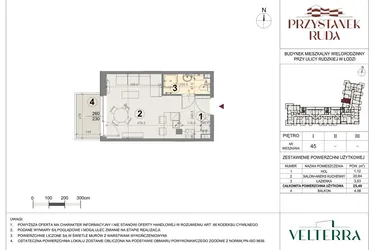 Rzut - Mieszkanie na sprzedaż 1 pokój o powierzchni 25,67 m² - numer 45 w Przystanek Ruda