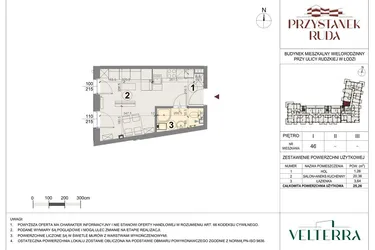 Rzut - Mieszkanie na sprzedaż 1 pokój o powierzchni 25,48 m² - numer 46 w Przystanek Ruda