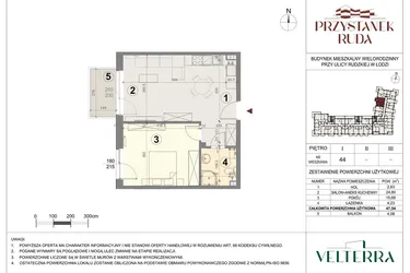 Rzut - Mieszkanie na sprzedaż 2 pokoje o powierzchni 47,74 m² - numer 44 w Przystanek Ruda