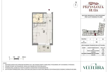 Rzut - Mieszkanie na sprzedaż 1 pokój o powierzchni 26,31 m² - numer 28 w Przystanek Ruda