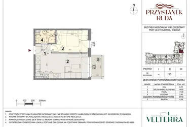 Rzut - Mieszkanie na sprzedaż 2 pokoje o powierzchni 37,06 m² - numer 50 w Przystanek Ruda