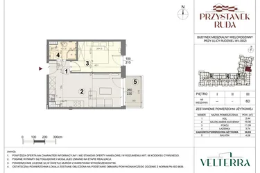 Rzut - Mieszkanie na sprzedaż 2 pokoje o powierzchni 36,91 m² - numer 60 w Przystanek Ruda