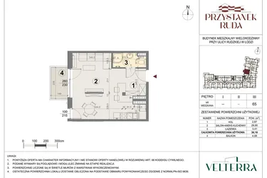 Rzut - Mieszkanie na sprzedaż 2 pokoje o powierzchni 36,49 m² - numer 65 w Przystanek Ruda