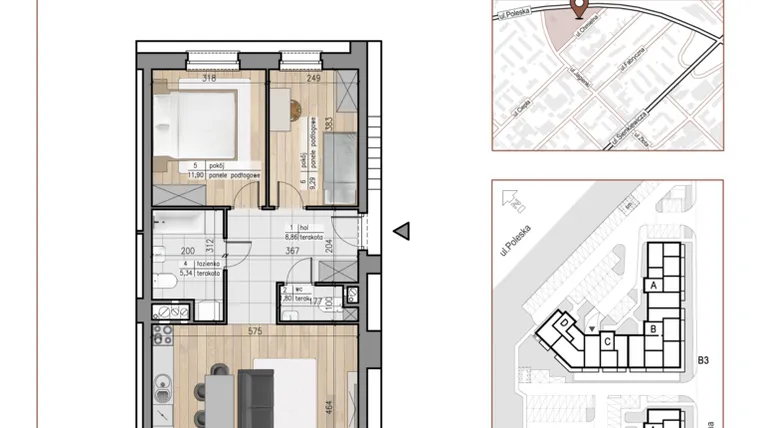 Rzut - Mieszkanie na sprzedaż 3 pokoje o powierzchni 63,48 m² - numer 6 w Urok Jagienki