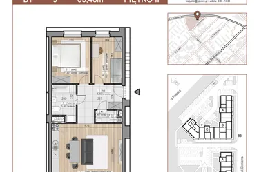 Rzut - Mieszkanie na sprzedaż 3 pokoje o powierzchni 63,48 m² - numer 9 w Urok Jagienki
