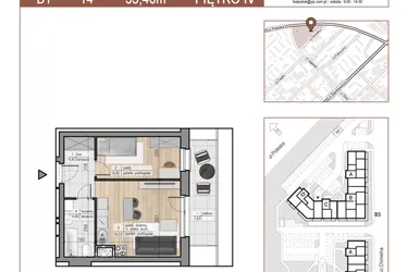 Rzut - Mieszkanie na sprzedaż 2 pokoje o powierzchni 35,4 m² - numer 14 w Urok Jagienki