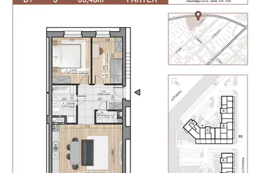 Rzut - Mieszkanie na sprzedaż 3 pokoje o powierzchni 63,48 m² - numer 3 w Urok Jagienki