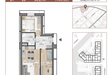 Rzut - Mieszkanie na sprzedaż 3 pokoje o powierzchni 56,27 m² - numer 20 w Urok Jagienki