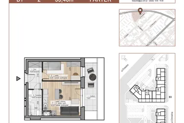 Rzut - Mieszkanie na sprzedaż 2 pokoje o powierzchni 35,4 m² - numer 2 w Urok Jagienki