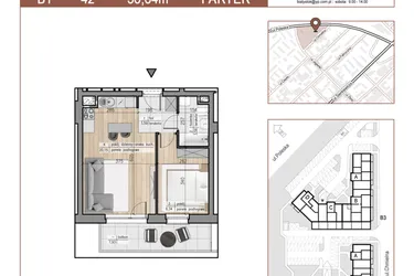 Rzut - Mieszkanie na sprzedaż 2 pokoje o powierzchni 36,64 m² - numer 42 w Urok Jagienki