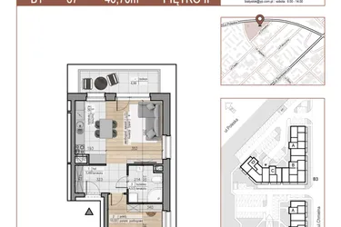 Rzut - Mieszkanie na sprzedaż 2 pokoje o powierzchni 40,7 m² - numer 67 w Urok Jagienki