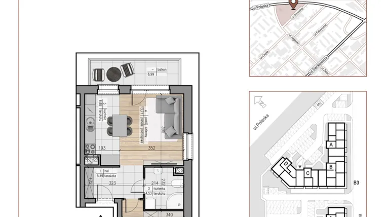 Rzut - Mieszkanie na sprzedaż 2 pokoje o powierzchni 40,7 m² - numer 67 w Urok Jagienki