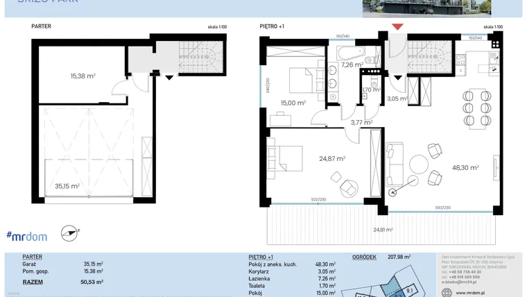 Rzut - Mieszkanie na sprzedaż 3 pokoje o powierzchni 154,48 m² - numer 9.2.1 w Brizo Park