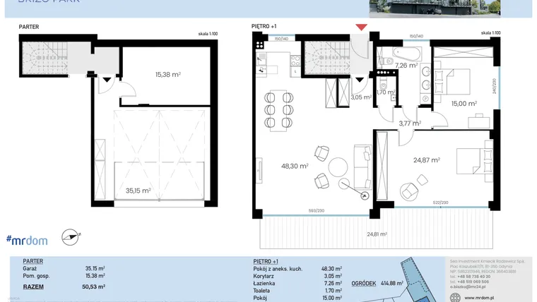 Rzut - Mieszkanie na sprzedaż 3 pokoje o powierzchni 154,48 m² - numer 9.1.1 w Brizo Park