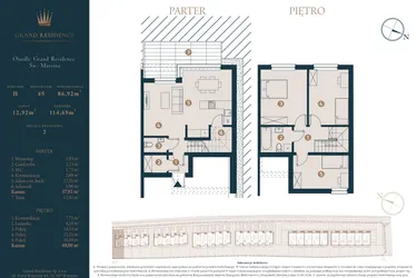 Rzut - Dom na sprzedaż 4 pokoje o powierzchni 86,92 m² - numer H45 w Osiedle Św. Marcina
