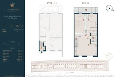 Rzut - Dom na sprzedaż 3 pokoje o powierzchni 68,33 m² - numer L68 w Osiedle Św. Marcina