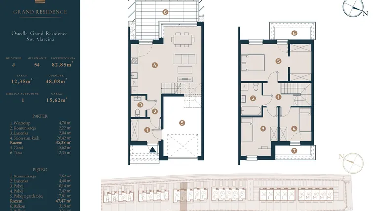 Rzut - Dom na sprzedaż 4 pokoje o powierzchni 82,85 m² - numer J54 w Osiedle Św. Marcina