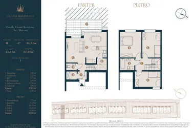 Rzut - Dom na sprzedaż 4 pokoje o powierzchni 86,92 m² - numer H47 w Osiedle Św. Marcina
