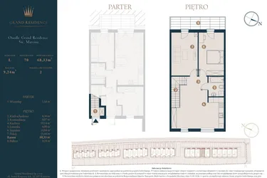Rzut - Dom na sprzedaż 3 pokoje o powierzchni 68,33 m² - numer L70 w Osiedle Św. Marcina