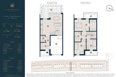 Rzut - Dom na sprzedaż 4 pokoje o powierzchni 82,85 m² - numer K60 w Osiedle Św. Marcina