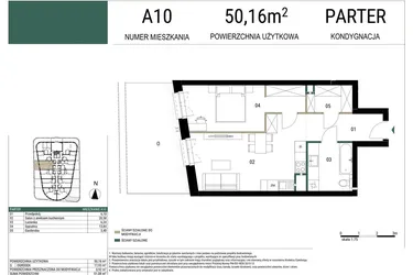 Rzut - Mieszkanie na sprzedaż 2 pokoje o powierzchni 50,16 m² - numer A10 w Drago