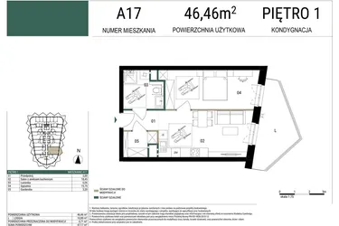 Rzut - Mieszkanie na sprzedaż 2 pokoje o powierzchni 46,46 m² - numer A17 w Drago