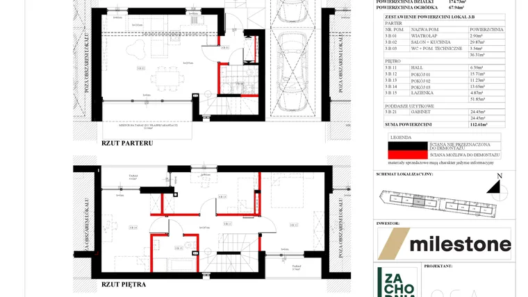 Rzut - Dom na sprzedaż 5 pokoi o powierzchni 112,61 m² - numer 3.B w Zachodnia Wesoła