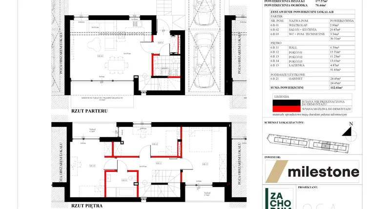 Rzut - Dom na sprzedaż 5 pokoi o powierzchni 112,61 m² - numer 6.B w Zachodnia Wesoła