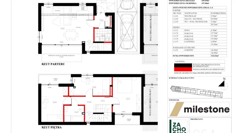Rzut - Dom na sprzedaż 5 pokoi o powierzchni 112,61 m² - numer 1.A w Zachodnia Wesoła