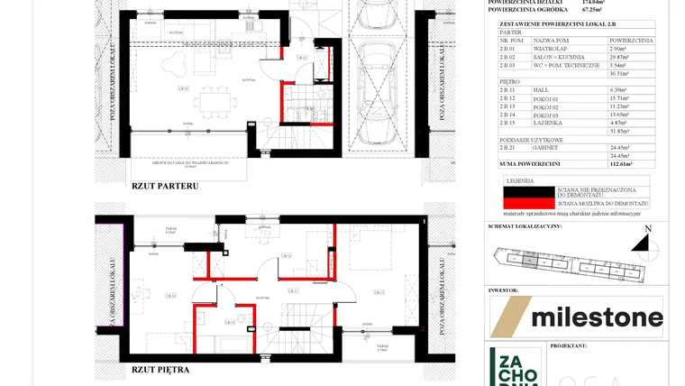 Rzut - Dom na sprzedaż 5 pokoi o powierzchni 112,61 m² - numer 2.B w Zachodnia Wesoła