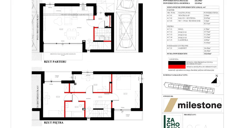 Rzut - Dom na sprzedaż 5 pokoi o powierzchni 112,61 m² - numer 4.C w Zachodnia Wesoła