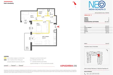 Rzut - Mieszkanie na sprzedaż 3 pokoje o powierzchni 63,18 m² - numer 78 w Neo Nova Ochota 3