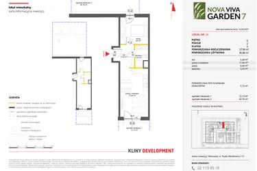 Rzut - Mieszkanie na sprzedaż 2 pokoje o powierzchni 36,86 m² - numer 42 w Nova Viva Garden 7