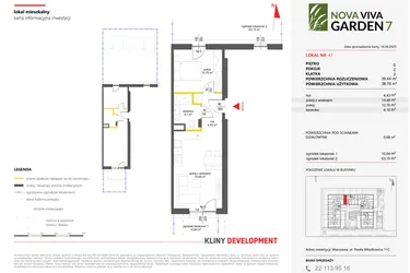 Rzut - Mieszkanie na sprzedaż 2 pokoje o powierzchni 38,76 m² - numer 41 w Nova Viva Garden 7