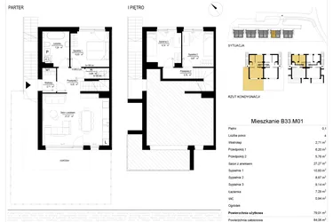 Rzut - Mieszkanie na sprzedaż 4 pokoje o powierzchni 79,29 m² - numer 33.1 w River Park