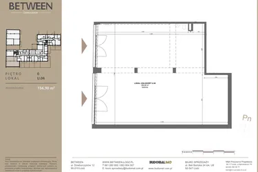 Rzut - Lokal użytkowy na sprzedaż 1 pokój o powierzchni 156,9 m² - numer U04 w BETWEEN