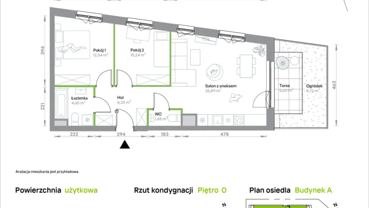 Rzut - Mieszkanie na sprzedaż 3 pokoje o powierzchni 63,17 m² - numer A/0/34 w Krakowska Vita