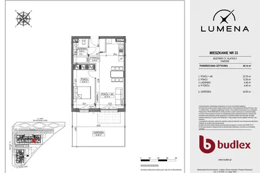 Rzut - Mieszkanie na sprzedaż 2 pokoje o powierzchni 44,14 m² - numer C1.33 w Lumena