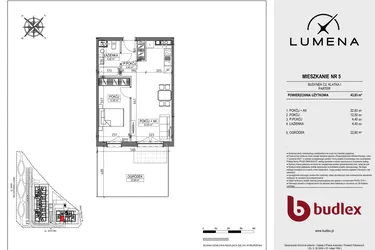 Rzut - Mieszkanie na sprzedaż 2 pokoje o powierzchni 43,93 m² - numer C2.05 w Lumena