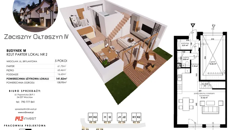 Rzut - Dom na sprzedaż 5 pokoi o powierzchni 141,82 m² - numer M2 w Zaciszny Ołtaszyn IV