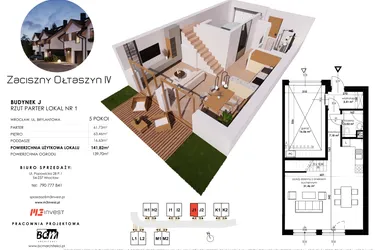 Rzut - Dom na sprzedaż 5 pokoi o powierzchni 141,82 m² - numer J1 w Zaciszny Ołtaszyn IV