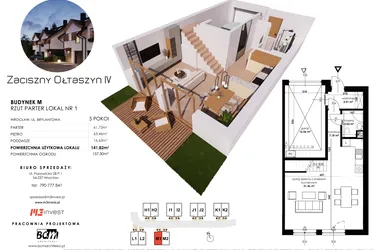 Rzut - Dom na sprzedaż 5 pokoi o powierzchni 141,82 m² - numer M1 w Zaciszny Ołtaszyn IV