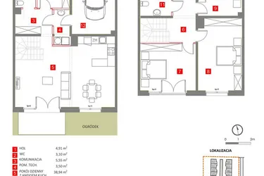 Rzut - Dom na sprzedaż 5 pokoi o powierzchni 141,88 m² - numer 2 w Słoneczny Zakątek