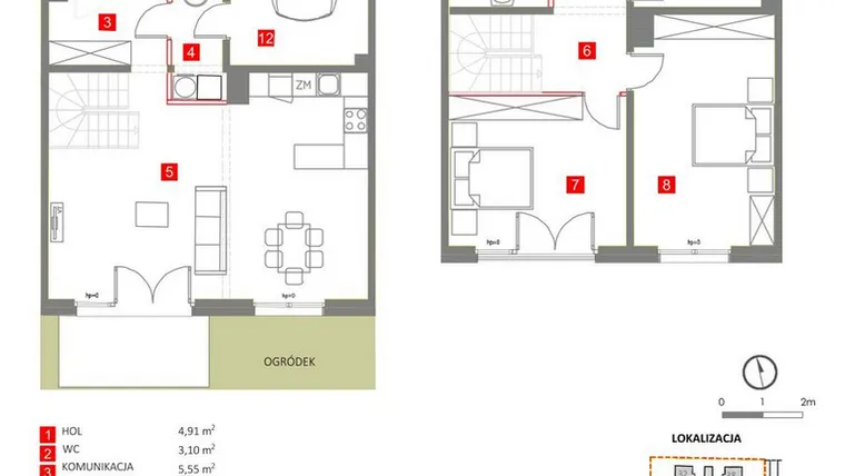 Rzut - Dom na sprzedaż 5 pokoi o powierzchni 141,88 m² - numer 2 w Słoneczny Zakątek