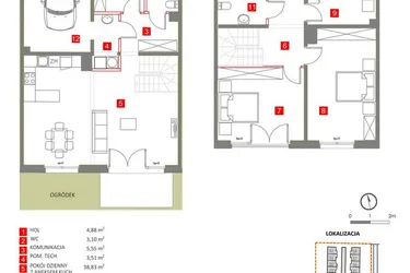Rzut - Dom na sprzedaż 5 pokoi o powierzchni 141,51 m² - numer 6 w Słoneczny Zakątek