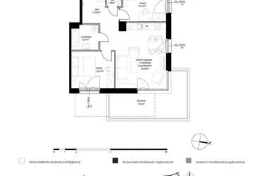 Rzut - Mieszkanie na sprzedaż 3 pokoje o powierzchni 65,9 m² - numer C234 w Smolna