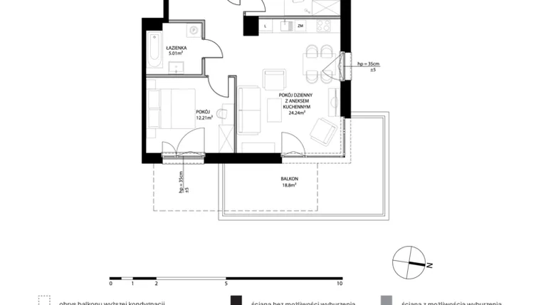 Rzut - Mieszkanie na sprzedaż 3 pokoje o powierzchni 65,9 m² - numer C234 w Smolna