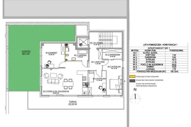 Rzut - Mieszkanie na sprzedaż 4 pokoje o powierzchni 100,12 m² - numer M1 w Miłosza Prestige