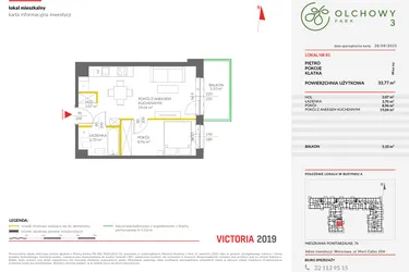 Rzut - Mieszkanie na sprzedaż 2 pokoje o powierzchni 33,77 m² - numer 81 w Olchowy Park III