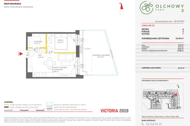 Rzut - Mieszkanie na sprzedaż 2 pokoje o powierzchni 31,49 m² - numer 122 w Olchowy Park III